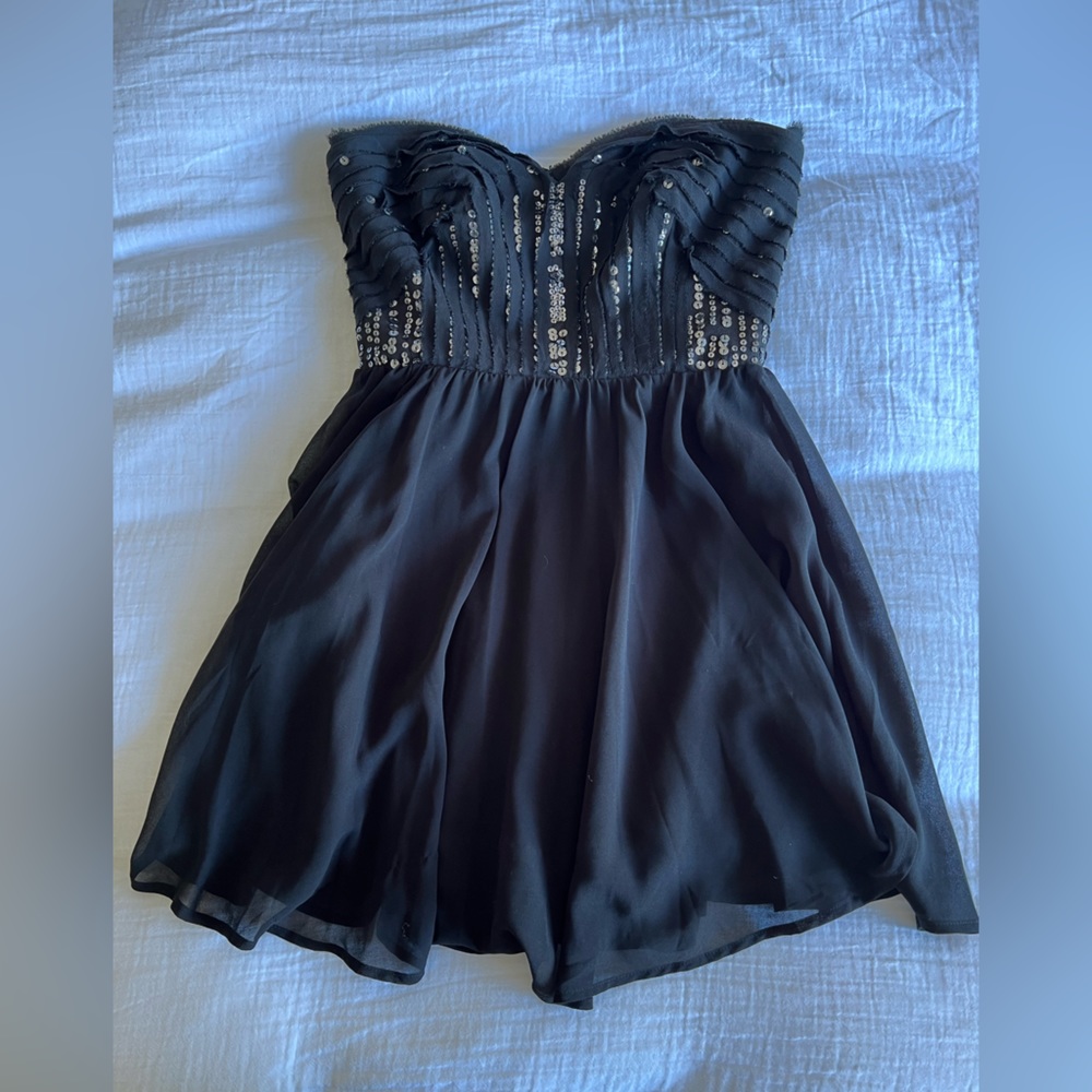 Black Sparkle strapless dress, size 2, but stretchy so consider it a size small
